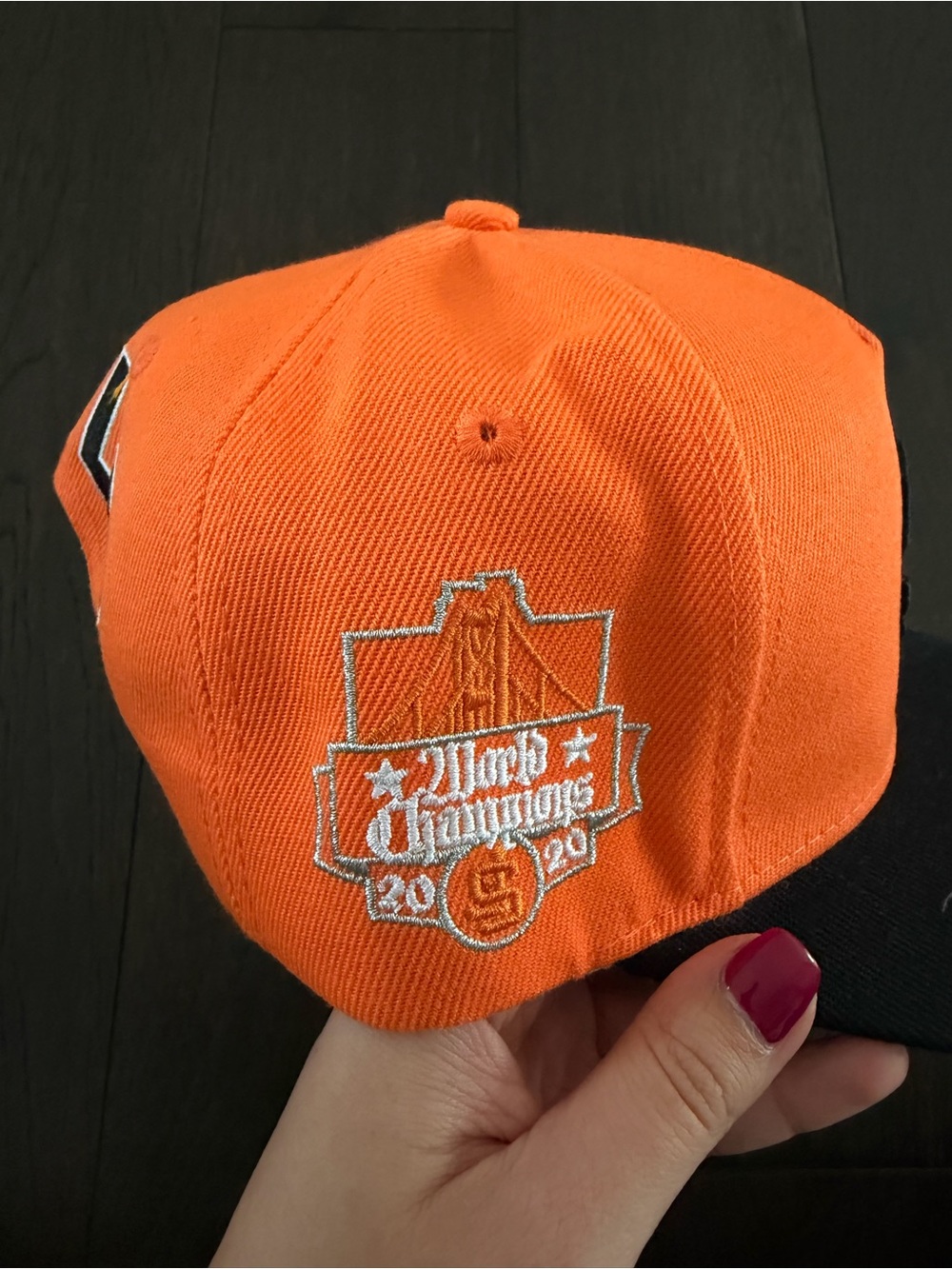 Orange and Black Men's Baseball Cap with Embroidered Logo - Picture 2 of 5